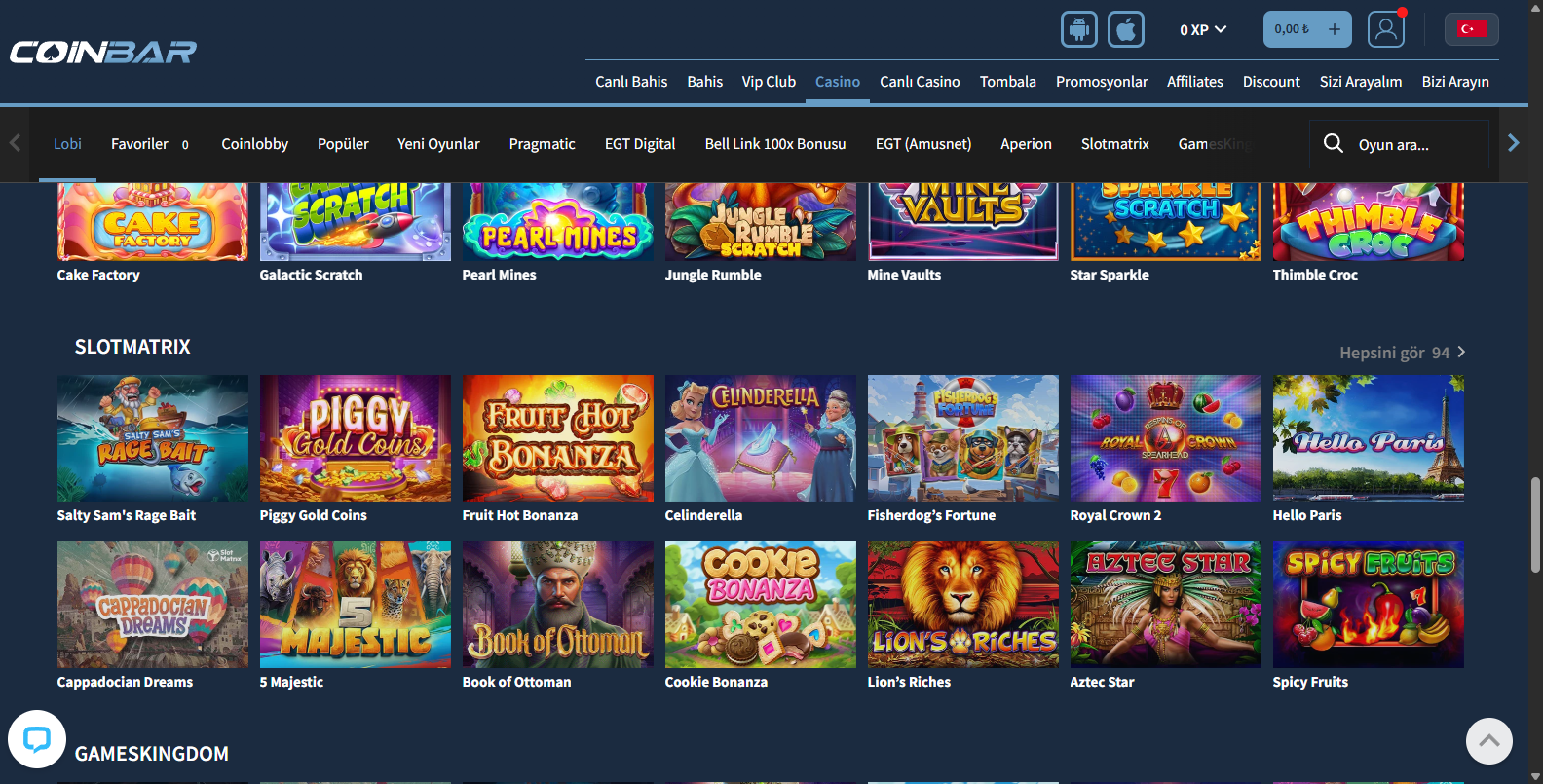 Coinbar Canlı Bahis Oranları